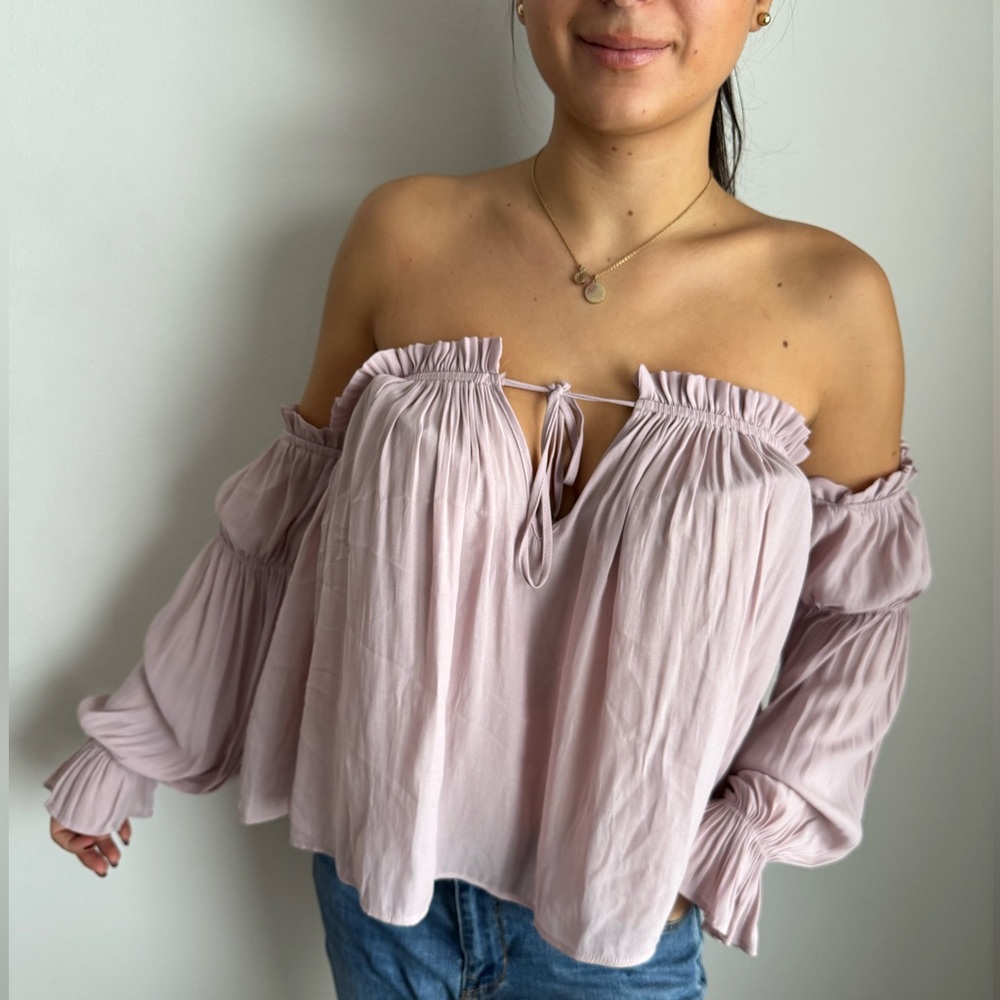 Off Shoulder Sheer Blouse